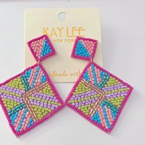 Sara springs diamond fuchsia multi seed bead earrings